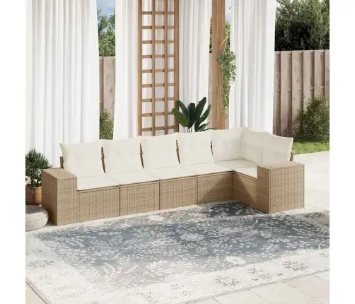 6-Daļīgs Dārza Dīvāna Komplekts, Matrači, Bēša Pe Rotangpalma Vidaxl