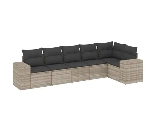 6-Daļīgs Dārza Dīvānu Komplekts,Matrači, Gaiši Pelēka Pe Pinums Vidaxl