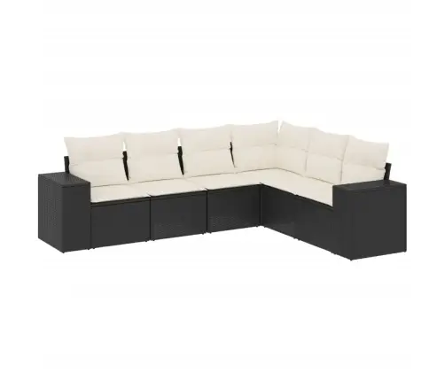 6-Daļīgs Dārza Dīvāna Komplekts, Matrači, Melna Pe Rotanpalma Vidaxl