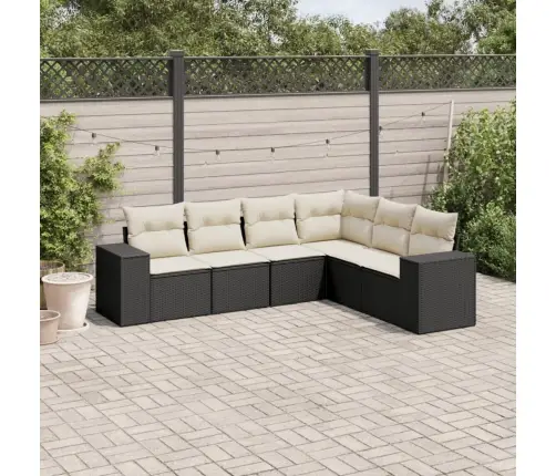 6-Daļīgs Dārza Dīvāna Komplekts, Matrači, Melna Pe Rotanpalma Vidaxl