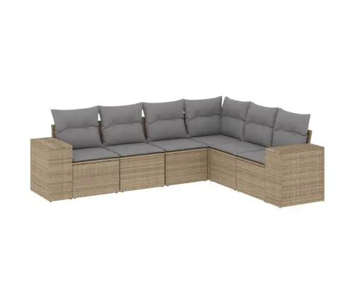 6-Daļīgs Dārza Dīvāna Komplekts, Matrači, Bēša Pe Rotangpalma Vidaxl