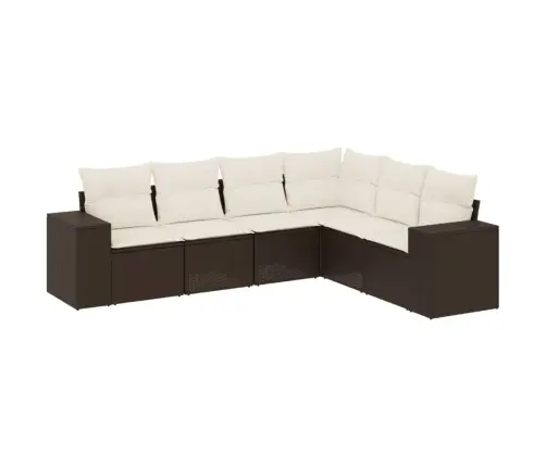 6-Osaline Aiamööblikomplekt Patjadega, Pruun, Polürotang