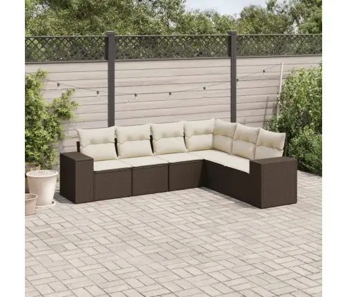 6-Osaline Aiamööblikomplekt Patjadega, Pruun, Polürotang