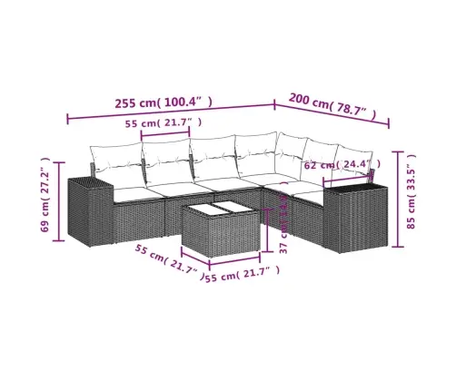 7-Osaline Aiadiivani Komplekt Patjadega, Must, Polürotang