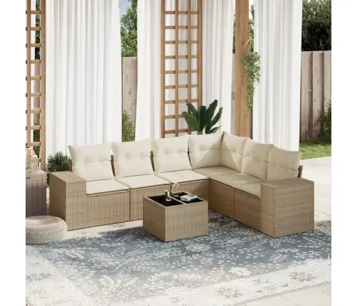 7-Osaline Aiadiivani Komplekt Patjadega, Beež, Polürotang