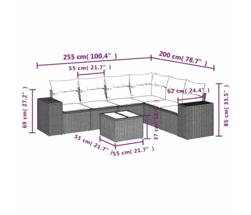 Sofos Komplektas Su Pagalvėlėmis, 7 Dalių, Pilkas, Poliratanas
