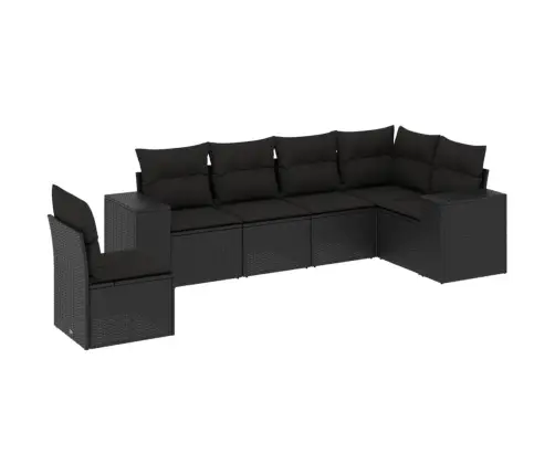 6-Daļīgs Dārza Dīvāna Komplekts, Matrači, Melna Pe Rotanpalma Vidaxl