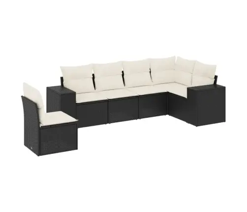 6-Daļīgs Dārza Dīvāna Komplekts, Matrači, Melna Pe Rotanpalma Vidaxl