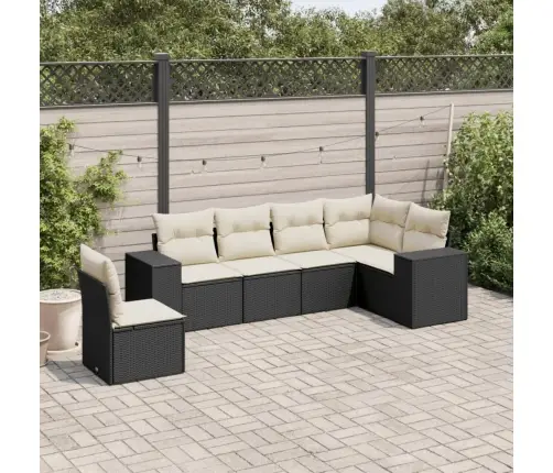 6-Daļīgs Dārza Dīvāna Komplekts, Matrači, Melna Pe Rotanpalma Vidaxl