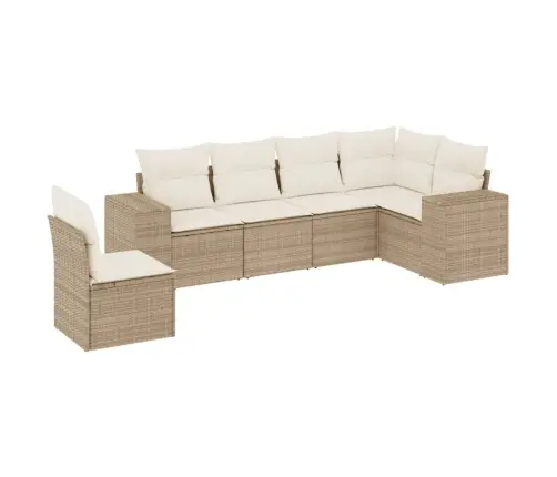 6-Daļīgs Dārza Dīvāna Komplekts, Matrači, Bēša Pe Rotangpalma Vidaxl