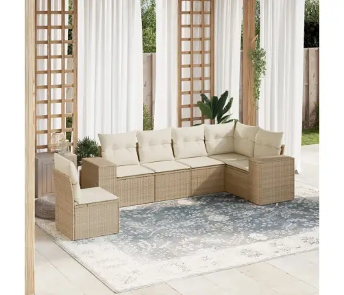 6-Daļīgs Dārza Dīvāna Komplekts, Matrači, Bēša Pe Rotangpalma Vidaxl