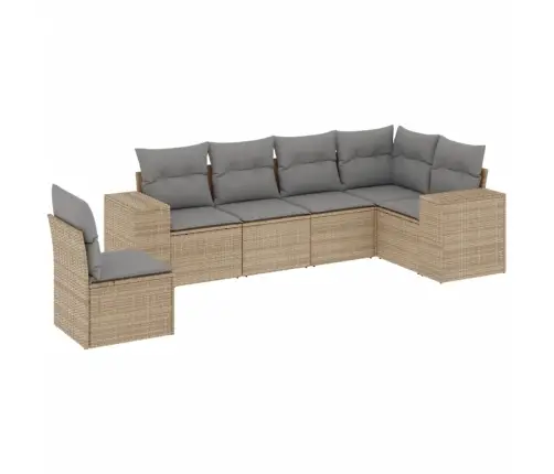 Sofos Komplektas Su Pagalvėlėmis, 6 Dalių, Smėlio, Poliratanas