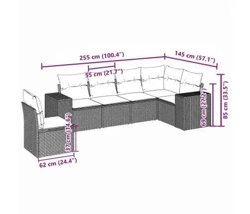 6-Daļīgs Dārza Dīvānu Komplekts,Matrači, Gaiši Pelēka Pe Pinums Vidaxl