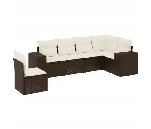 6-Osaline Aiamööblikomplekt Patjadega, Pruun, Polürotang