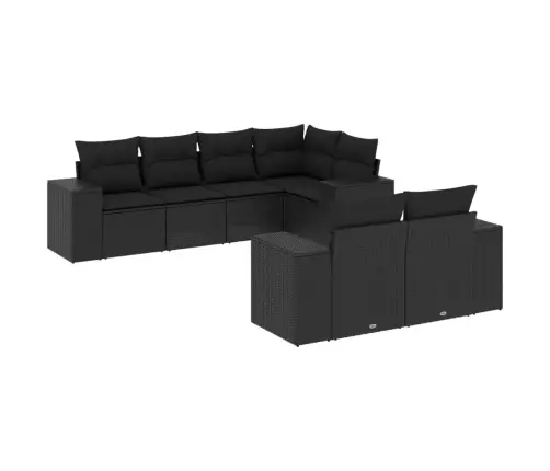 7-Daļīgs Dārza Dīvāna Komplekts Ar Matračiem, Melna Pe Vidaxl