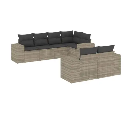 Sofos Komplektas Su Pagalvėlėmis, 7 Dalių, Pilkas, Poliratanas