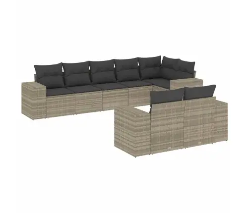 8-Daļīgs Dārza Dīvāna Komplekts,Matrači, Gaiši Pelēka Pe Pinums Vidaxl