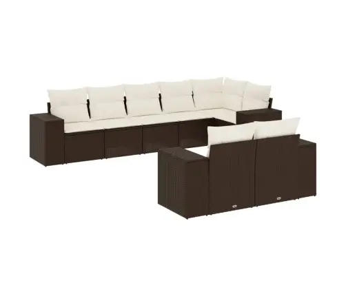 8-Daļīgs Dārza Dīvānu Komplekts, Matrači, Brūna Pe Rotangpalma Vidaxl