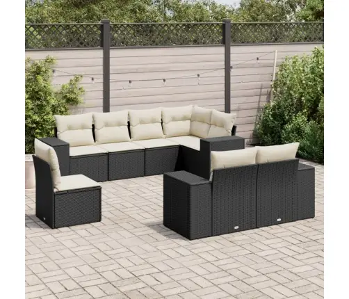 8-Daļīgs Dārza Dīvāna Komplekts, Matrači, Melna Pe Rotangpalma Vidaxl