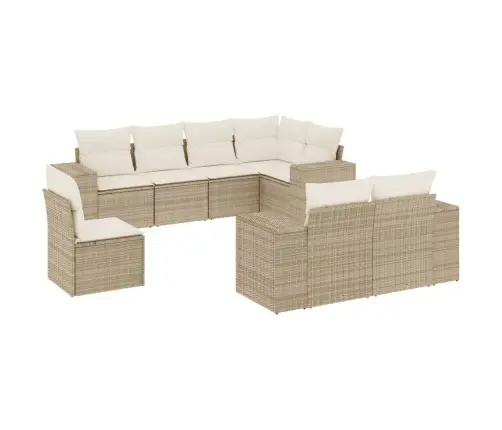 Sofos Komplektas Su Pagalvėlėmis, 8 Dalių, Smėlio, Poliratanas