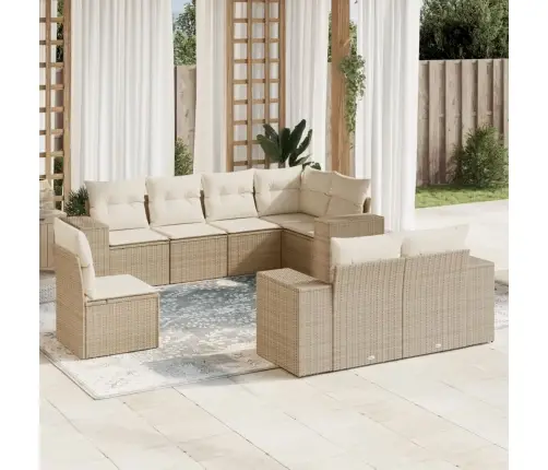 Sofos Komplektas Su Pagalvėlėmis, 8 Dalių, Smėlio, Poliratanas