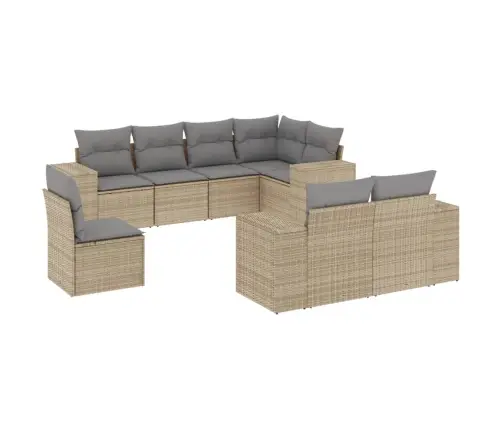 8-Daļīgs Dārza Dīvāna Komplekts, Matrači, Bēša Pe Rotangpalma Vidaxl