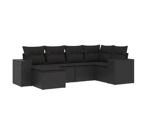 6-Daļīgs Dārza Dīvāna Komplekts, Matrači, Melna Pe Rotanpalma Vidaxl