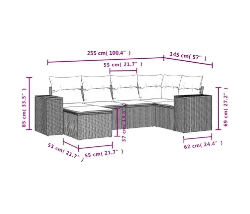 6-Osaline Aiadiivani Komplekt Patjadega, Must, Polürotang