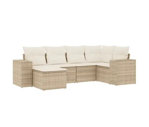 6-Daļīgs Dārza Dīvāna Komplekts, Matrači, Bēša Pe Rotangpalma Vidaxl