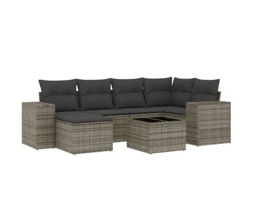 7-Daļīgs Dārza Dīvāna Komplekts, Matrači, Pelēka Pe Rotangpalma Vidaxl