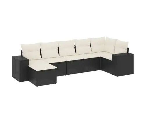 7-Daļīgs Dārza Dīvāna Komplekts Ar Matračiem, Melna Pe Vidaxl