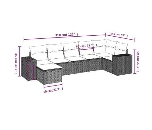 7-Osaline Aiadiivani Komplekt Patjadega, Hall, Polürotang