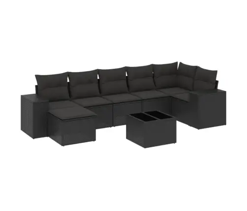 Sofos Komplektas Su Pagalvėlėmis, 8 Dalių, Juodas, Poliratanas