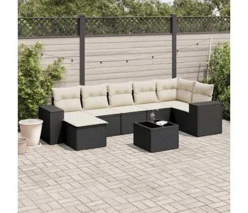 8-Daļīgs Dārza Dīvāna Komplekts, Matrači, Melna Pe Rotangpalma Vidaxl