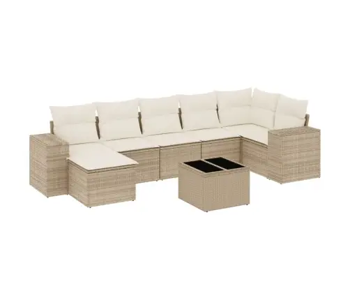 Sofos Komplektas Su Pagalvėlėmis, 8 Dalių, Smėlio, Poliratanas