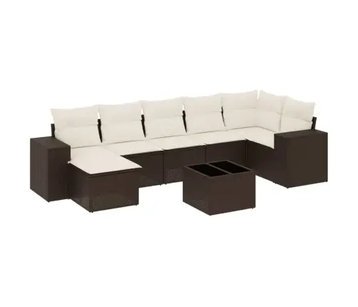 8-Daļīgs Dārza Dīvānu Komplekts, Matrači, Brūna Pe Rotangpalma Vidaxl