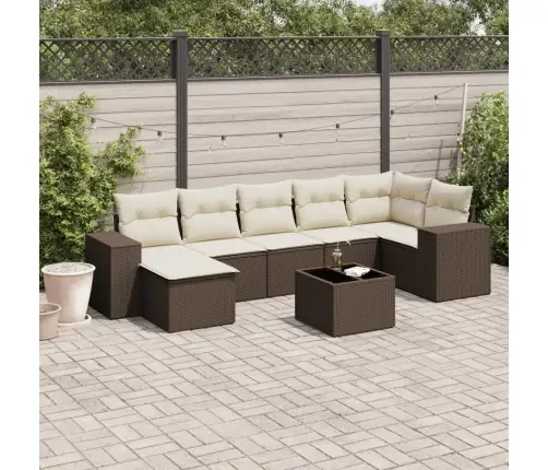 8-Daļīgs Dārza Dīvānu Komplekts, Matrači, Brūna Pe Rotangpalma Vidaxl