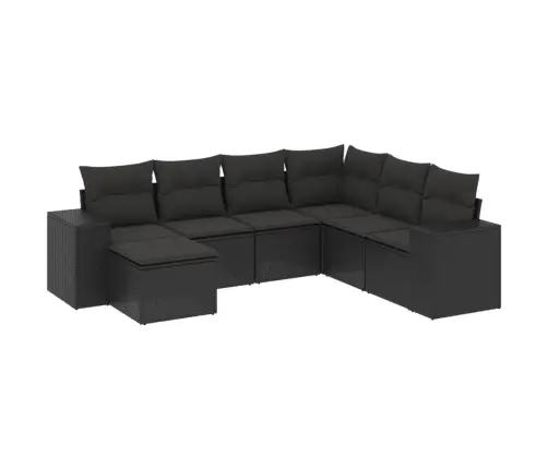 7-Daļīgs Dārza Dīvāna Komplekts Ar Matračiem, Melna Pe Vidaxl