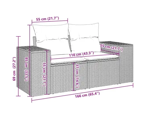 7-Daļīgs Dārza Dīvāna Komplekts Ar Matračiem, Melna Pe Vidaxl