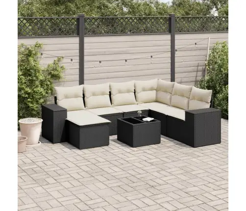 8-Daļīgs Dārza Dīvāna Komplekts, Matrači, Melna Pe Rotangpalma Vidaxl