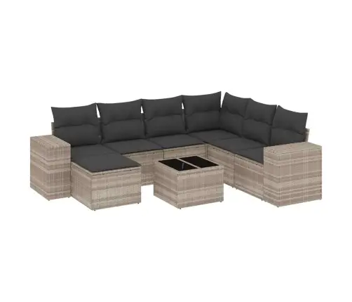 8-Osaline Aiadiivani Komplekt Patjadega, Helehall, Polürotang