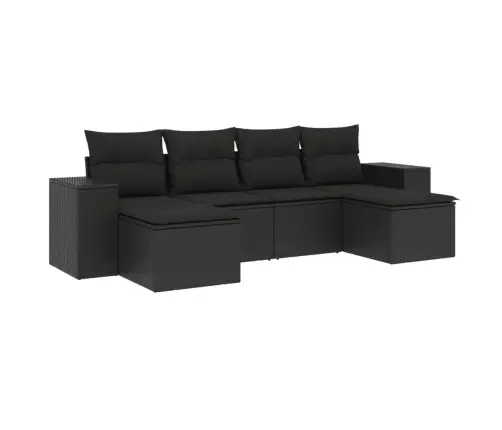 6-Daļīgs Dārza Dīvāna Komplekts, Matrači, Melna Pe Rotanpalma Vidaxl