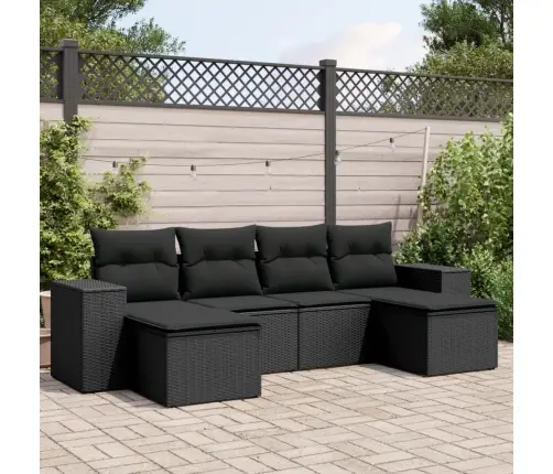6-Daļīgs Dārza Dīvāna Komplekts, Matrači, Melna Pe Rotanpalma Vidaxl
