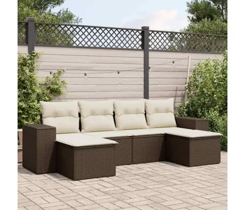 6-Daļīgs Dārza Dīvānu Komplekts, Matrači, Brūna Pe Rotangpalma Vidaxl