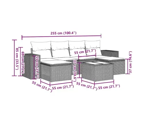 7-Daļīgs Dārza Dīvāna Komplekts,Matrači, Gaiši Pelēka Pe Pinums Vidaxl