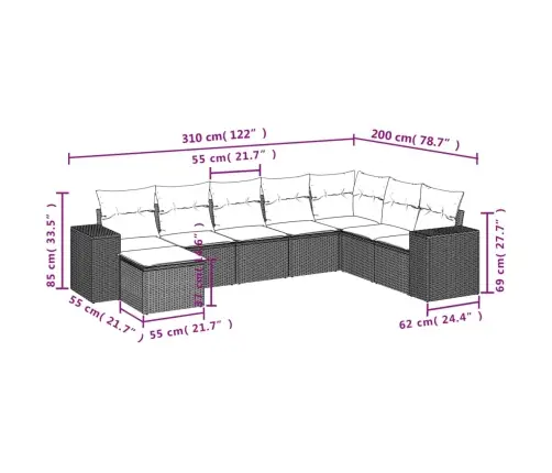 8-Osaline Aiadiivani Komplekt Patjadega, Must, Polürotang