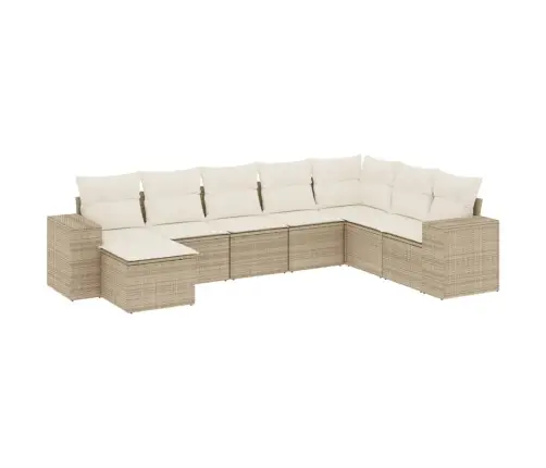 8-Daļīgs Dārza Dīvāna Komplekts, Matrači, Bēša Pe Rotangpalma Vidaxl