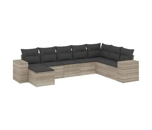 Sodo Komplektas Su Pagalvėlėmis, 8 Dalių, Pilkas, Poliratanas