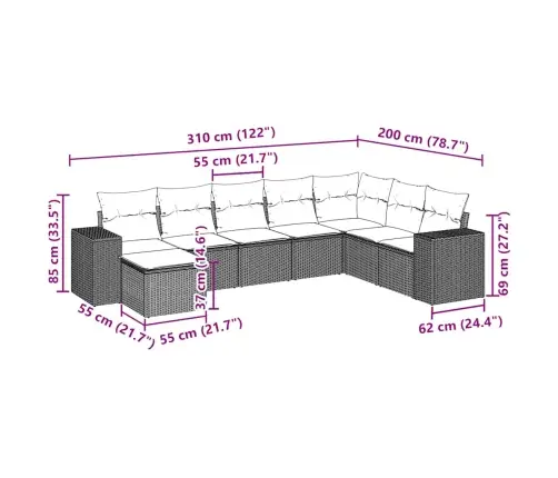 Sodo Komplektas Su Pagalvėlėmis, 8 Dalių, Pilkas, Poliratanas