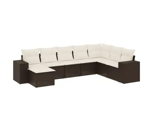 8-Daļīgs Dārza Dīvānu Komplekts, Matrači, Brūna Pe Rotangpalma Vidaxl